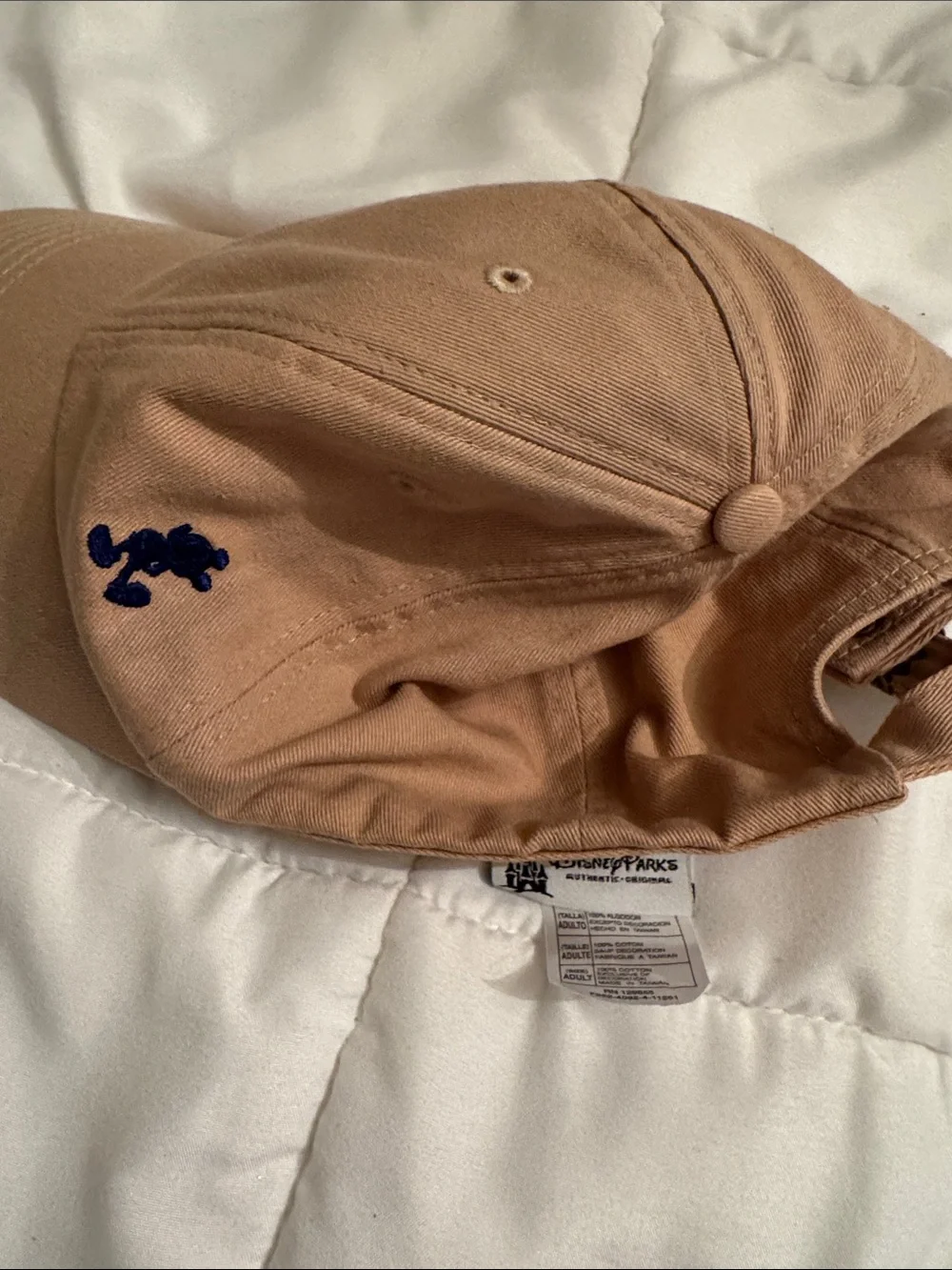 Classic Disney Parks Tan Cotton Cap with Blue Mickey Mouse Logo